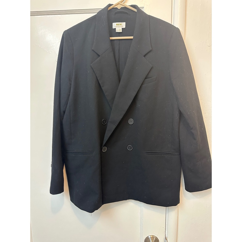 Maeve by Anthropologie Black Double Breasted Blazer Jacket Size 8 Stretch Peak